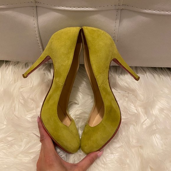 Christian Louboutin Green Suede Ron Ron Pumps SZ 37.5 - Picture 5 of 9